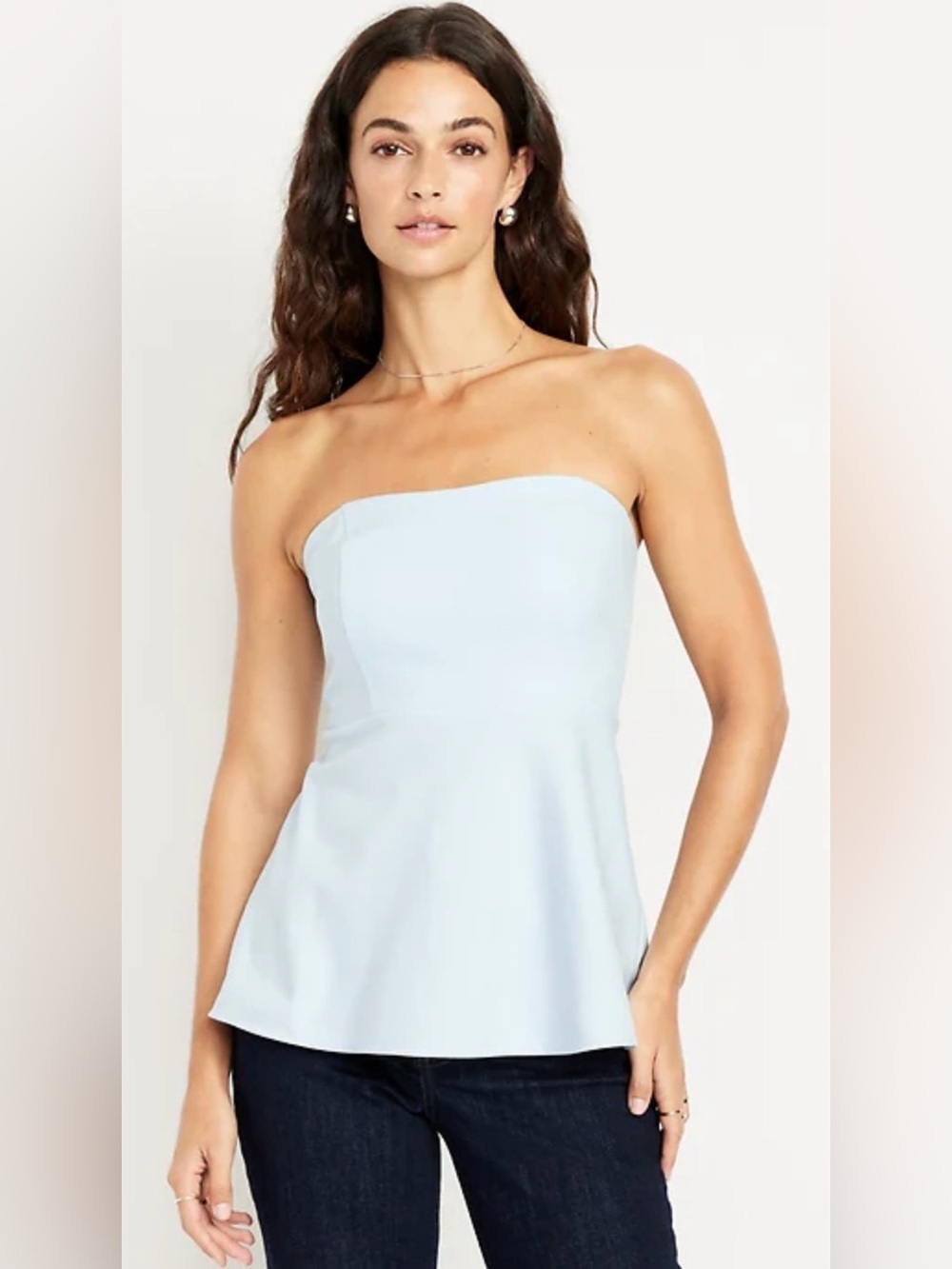 Old Navy light blue fitted Smocked Strapless Top